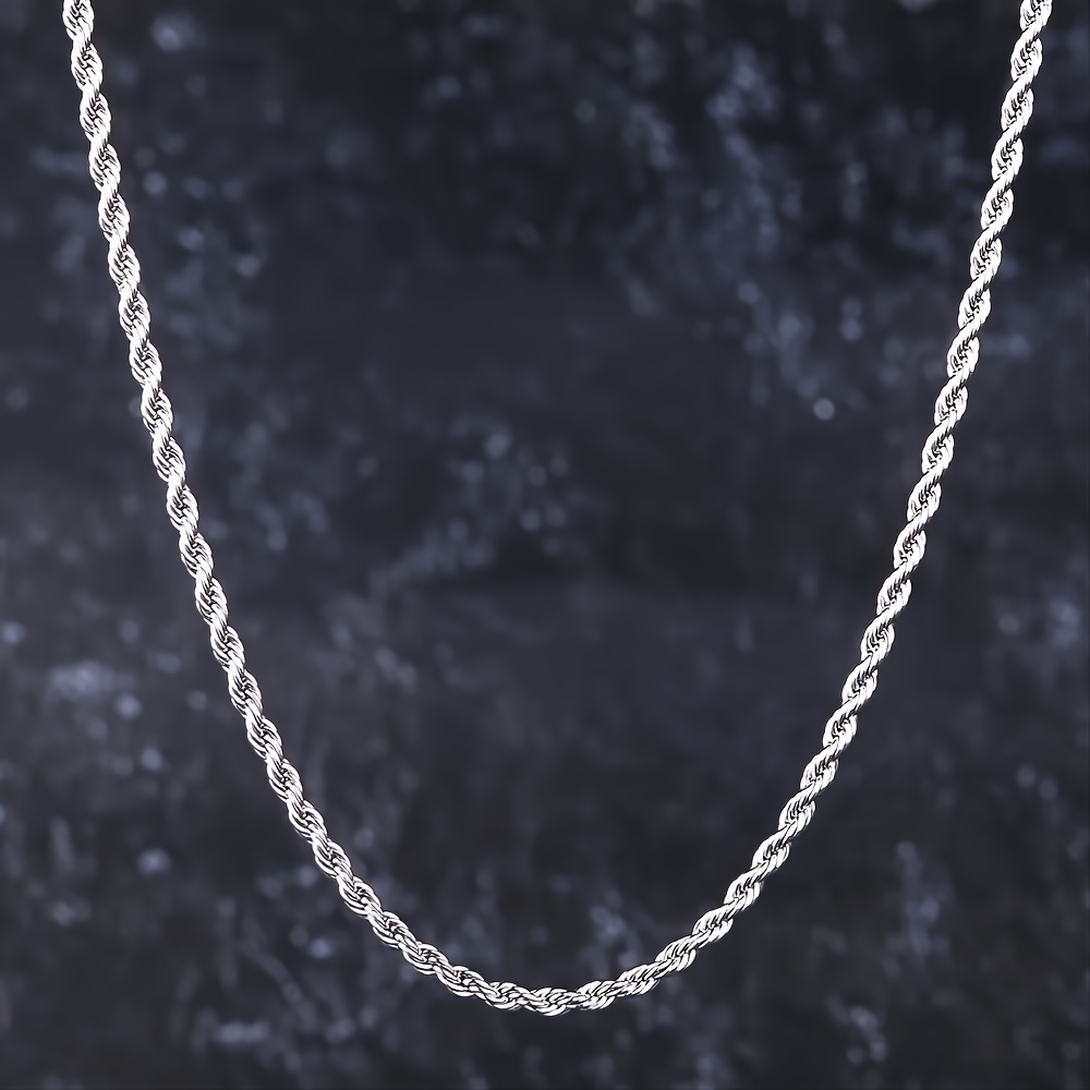Men's 2mm Thick 316L Twisted Rope Necklace, Stylish Accessory